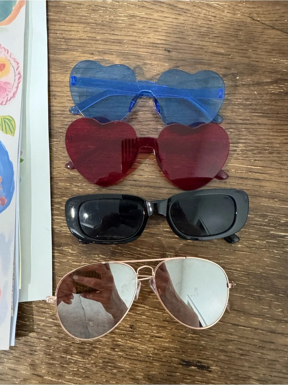 Source Unknown Blue, Red, Black & Rose Gold Women's Sunglasses Set